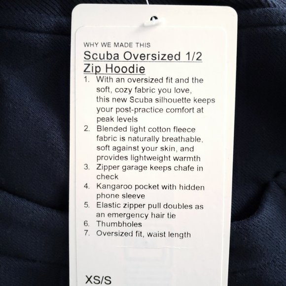 NWT Tag Lululemon Scuba Oversized Half-Zip 1/2 Zip Hoodie - XS/S True Navy Blue - Picture 9 of 9